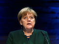 Bundeskanzlerin Angela Merkel hlt eine Rede.