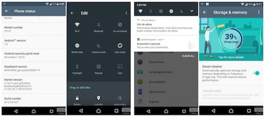 Screenshots von Android Nougat auf dem Sony Xperia X Performance