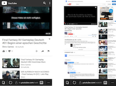 Vorher-Nachher-Vergleich: In der Desktop-Ansicht (rechts) luft das Video 