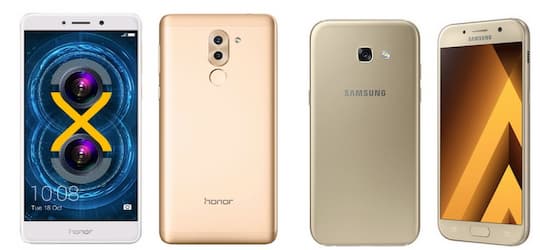 Das Honor 6X (links) im Vergleich mit dem Samsung Galaxy A3/A5 (2017)