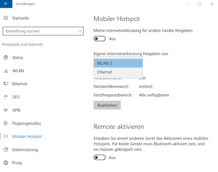 Internet über lan freigeben windows 10