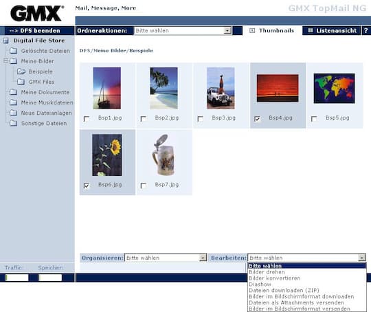 Screenshot der GMX-Seite 2002