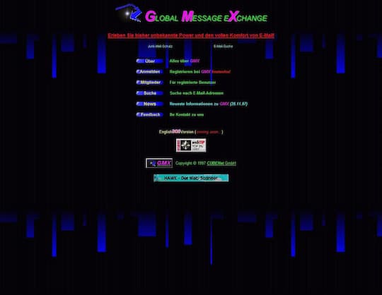 Screenshot der GMX-Seite 1997