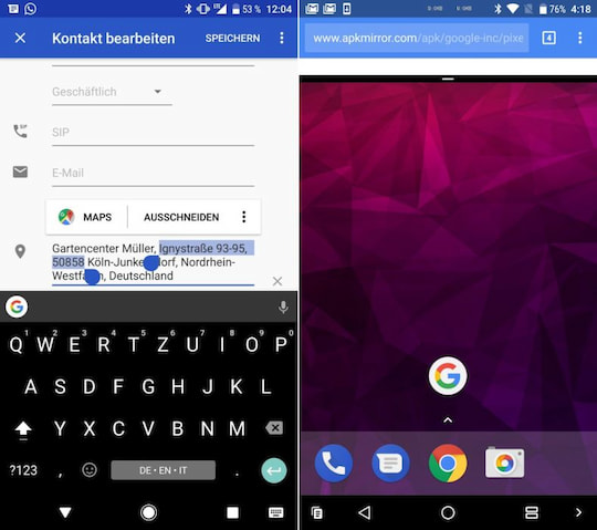 Kontext-abhngige Kopierfunktion und Multi-Window unter Android O