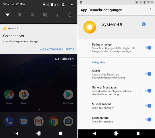 Die neuen Benachrichtigungskanle von Android O