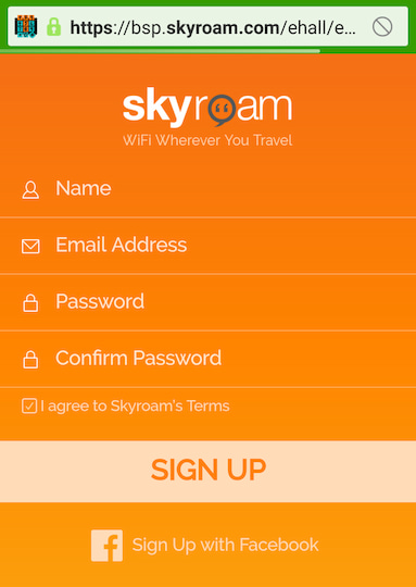 Account-Registration bei Skyroam