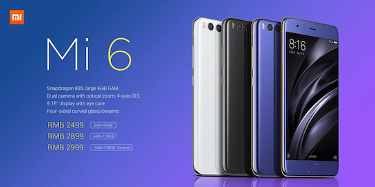 Xiaomi Mi6 mit Snapdragon 835 ist offiziell