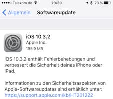 iOS 10.3.2 ist verfgbar