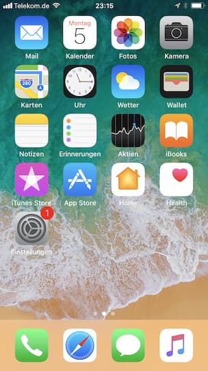 Der Homescreen des iPhone 7 Plus unter iOS 11