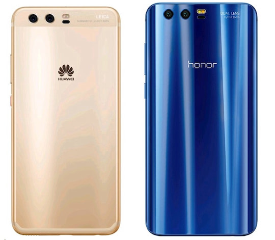 Rckseite in zwei Stilen: Links das Huawei P10, rechts das Honor 9