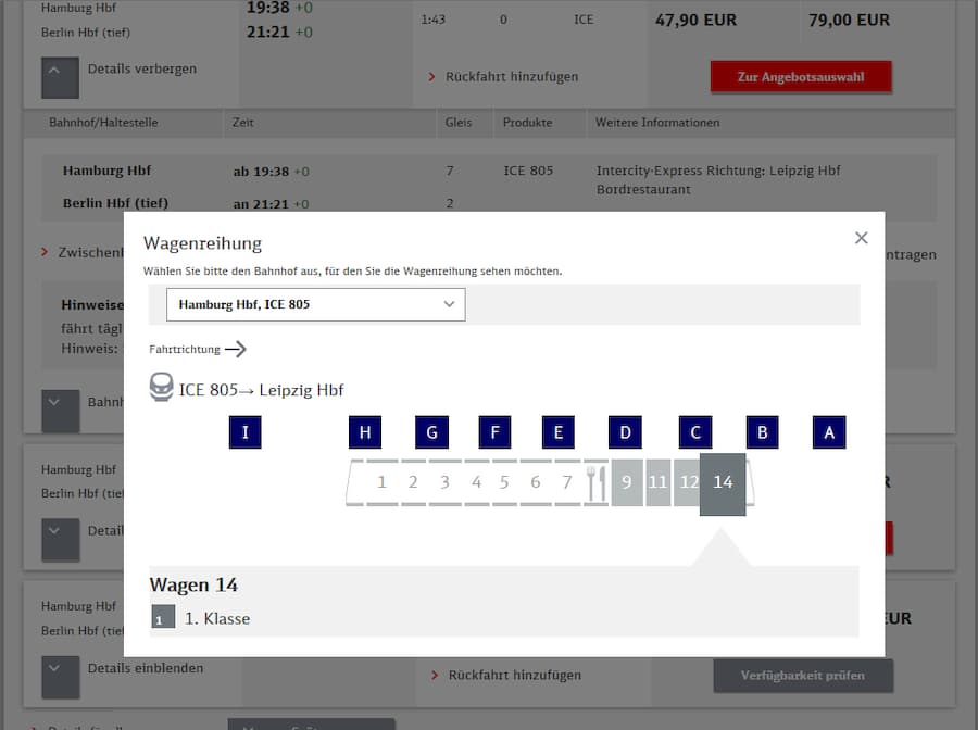 Deutsche Bahn Wagenreihung beim ICE jetzt schon online zu