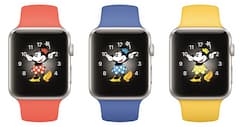 Die Apple Watch 2 in den Farben Rot, Blau und Gelb.