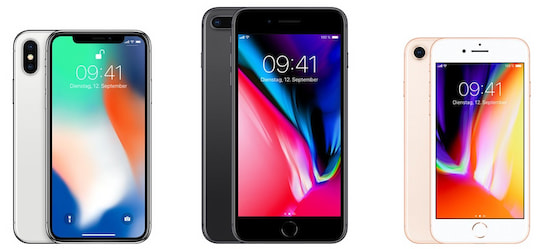 Apple iPhone X, iPhone 8 Plus und iPhone 8 