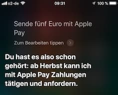 Siri zu Apple Pay befragt