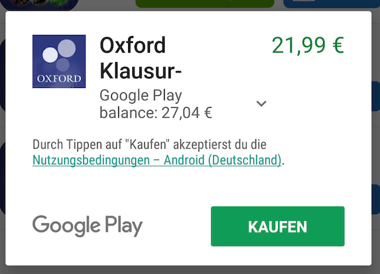 In-App-Kauf im Google Play Store