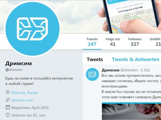 Auf Twitter wird Moskau als Sitz angegeben