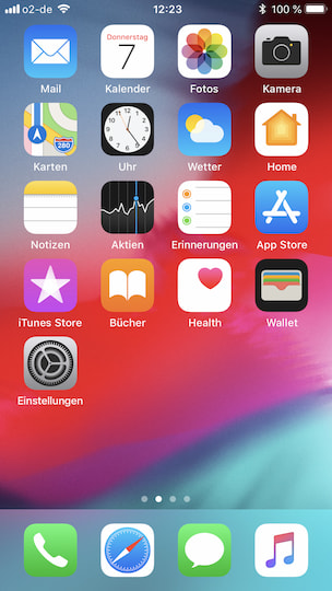 Homescreen des iPhone 8 Plus unter iOS 12 Beta 1