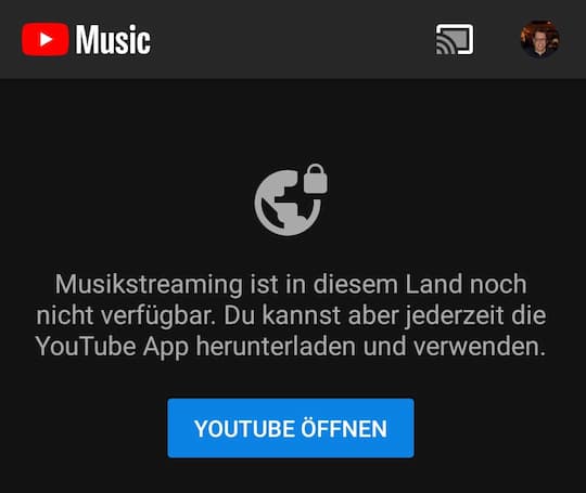 In Deutschland funktioniert YouTube Music noch nicht