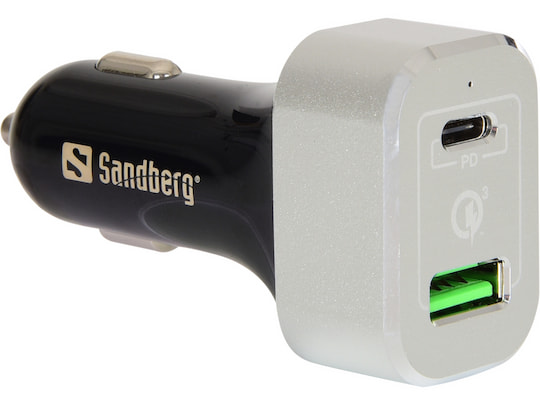 Lade-Adapter frs Auto mit USB-C- und QuickCharge-Anschluss.