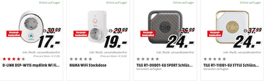MediaMarkt hat auerdem zwei smarte Steckdosen und zwei Schlsselfinder im Angebot.