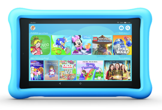 Das Fire HD 8 in der Kids Edition mit blauer Schutzhlle.
