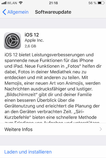 iOS 12 installiert