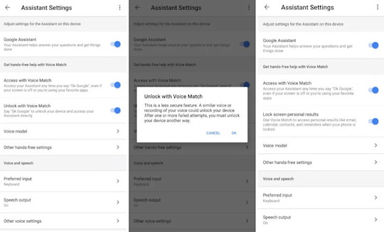 Der neue Assistant-Modus "Lock screen personal results"