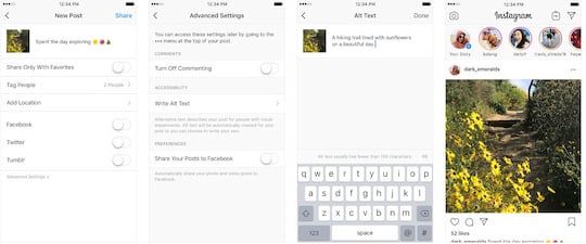 Die neuen Alternativ-Text-Optionen in Instagram