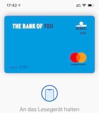 Digitalisierte Kreditkarte fr die Apple-Pay-Nutzung