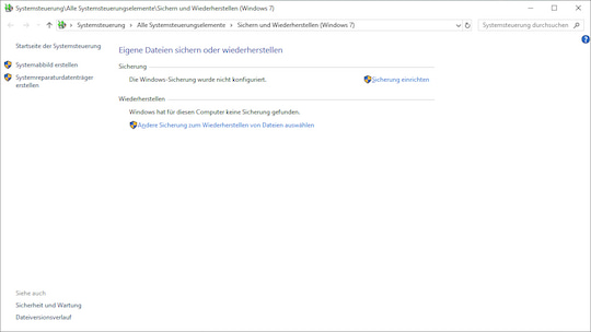 Auch in Windows 10 ist das Backup-Programm von Windows 7 enthalten.