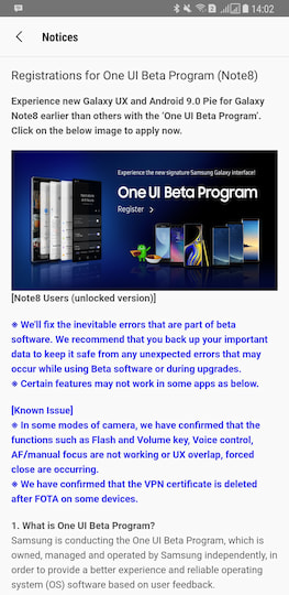 Ein Screenshot des Beta-Programms