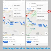 Vergleich: alte und neue Maps-Version