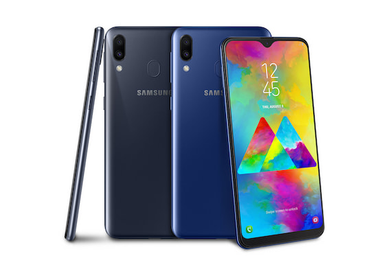 Das Samsung Galaxy M20 in den Farben Schwarz und Blau