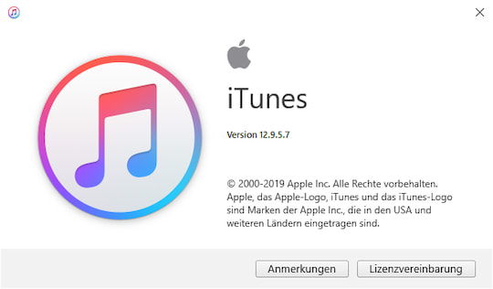 Wenn alles richtig installiert wurde, hat iTunes die Version 12.9.5.7