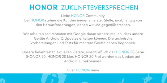 Diese Honor-Gerte sollen ein Update auf Android Q erhalten