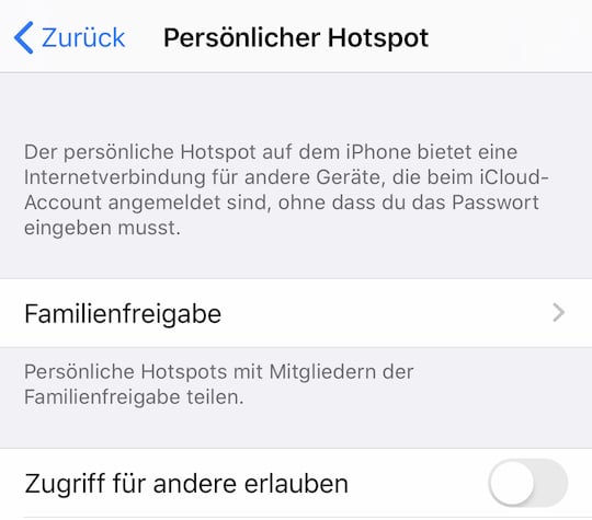 Neue Funktionen fr den iPhone-Hotspot