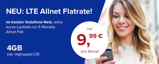 Tarifhaus-Aktion: LTE-Allnet Flat im Vodafone-Netz fr unter 10 Euro
