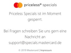 Der Kreditkartenanbieter Mastercard hat seine Priceless Special Homepage derzeit vom Netz genommen.