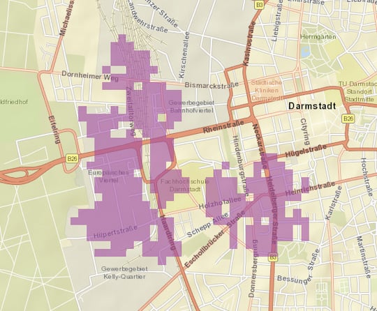 Telekom-5G-Netzabdeckung in Darmstadt