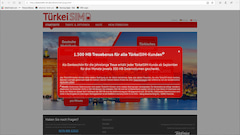 Auf der Startseite www.turkei-sim.de (mit "u") wird die Aktion beworben.