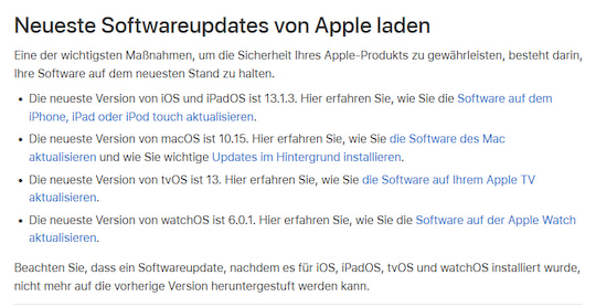 Auf der Apple Supportseite wurde heute Morgen die Version 13.2 (noch) nicht erwhnt. Aktuell ist dort 13.1.3