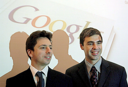 Die Google-Grnder Larry Page (r.) und Sergey Brin