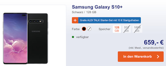 Das Samsung Galaxy S10+ bei Aldi Talk im Angebot