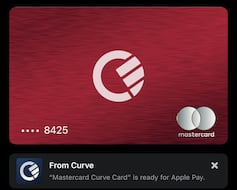 MasterCard von Curve bei Apple Pay