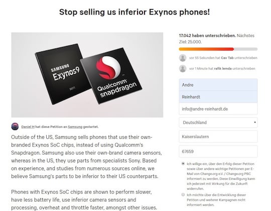 Die Petition gegen Exynos
