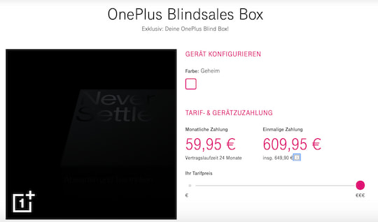 Das OnePlus 8 in der Blind Blox mit Telekom-Tarif kaufen (im Bild: MagentaMobil S)