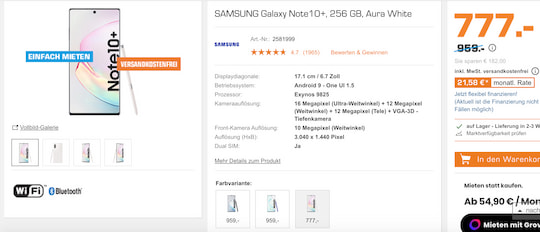 Samsung Galaxy Note 10+ bei Saturn zum Tiefpreis