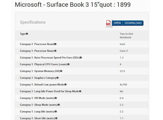 Microsoft Surface Book 3 bei Energy Star