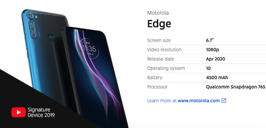 Ist zwar als Motorola Edge benannt, das Bild soll aber das One Fusion+ zeigen