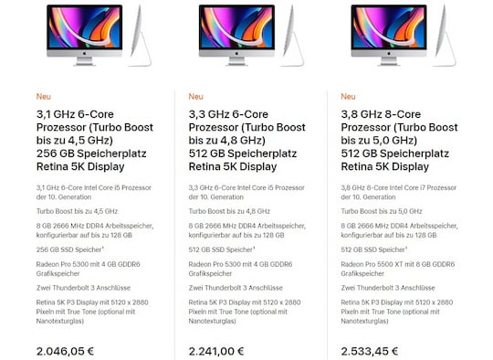 Preise des neuen iMac 27 Zoll